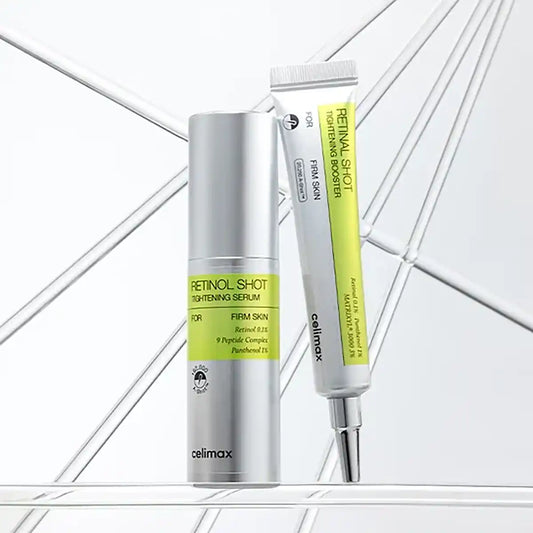 Celimax Vita-A Duo: Retinol + Retinal Set – Collage mit dem Set aus mehreren Blickwinkeln, weißer Grund