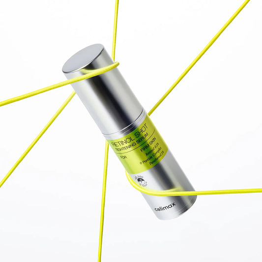 Celimax The Vita A Retinol Shot Tightening Serum 30 ml – zylindrischer Behälter mit silberner Kappe, Etikett weiß-grün