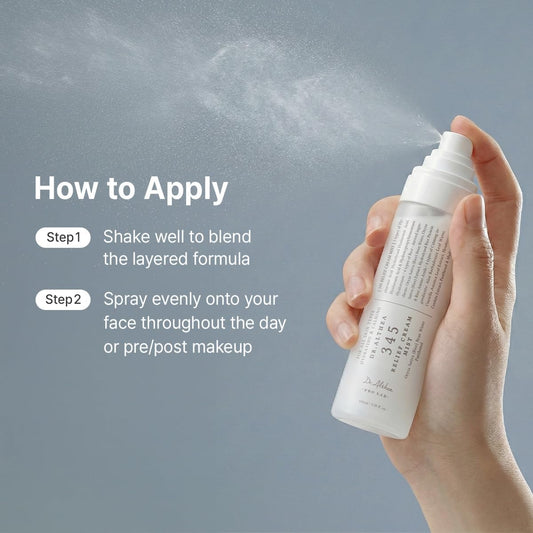 Dr. Althea 345 Relief Cream Mist 60ml – Flasche in der Hand vor Laborkulisse