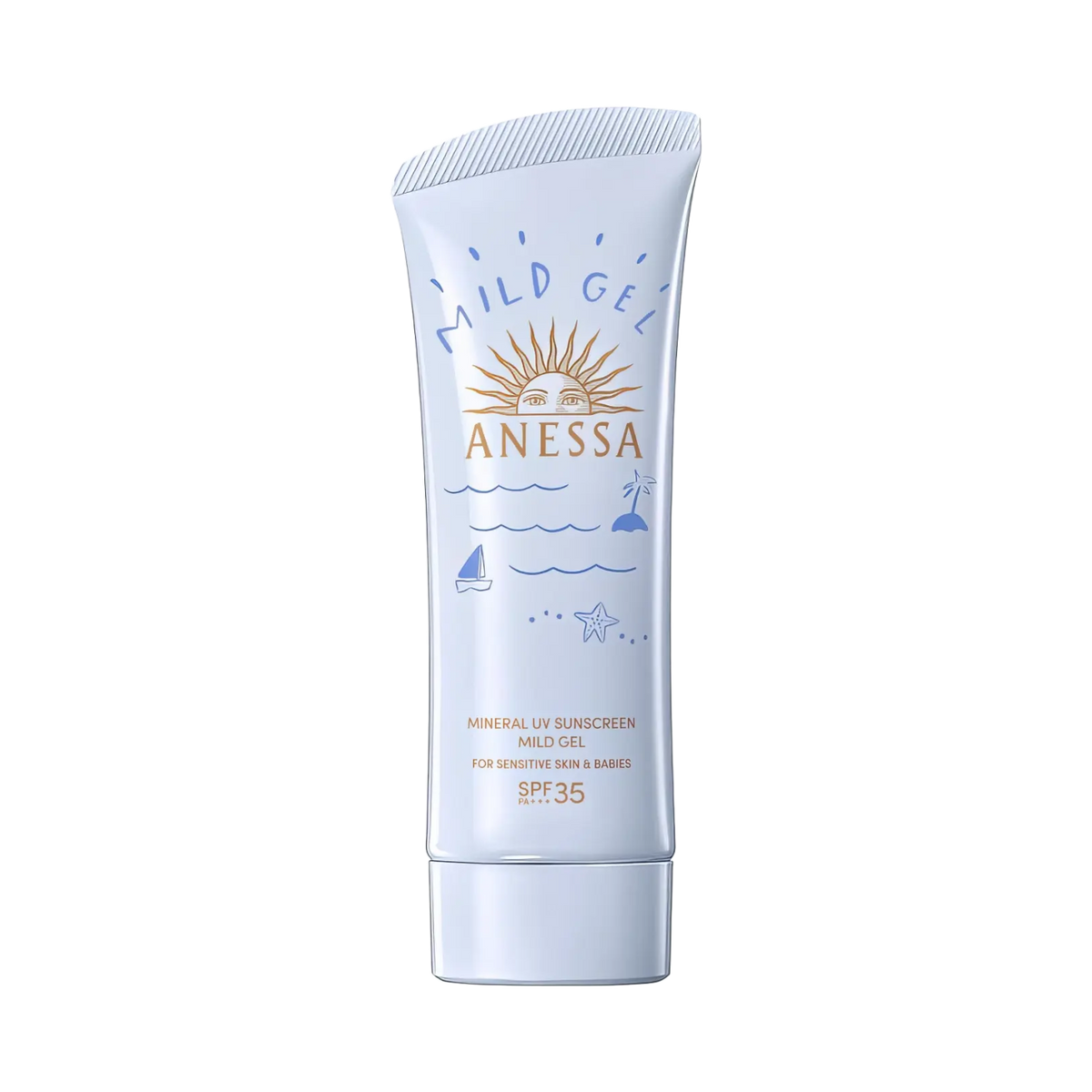 Shiseido Anessa Mineral UV Sunscreen mild gel SPF35 PA+++ 90g – weiße Tube mit blauem Deckel
