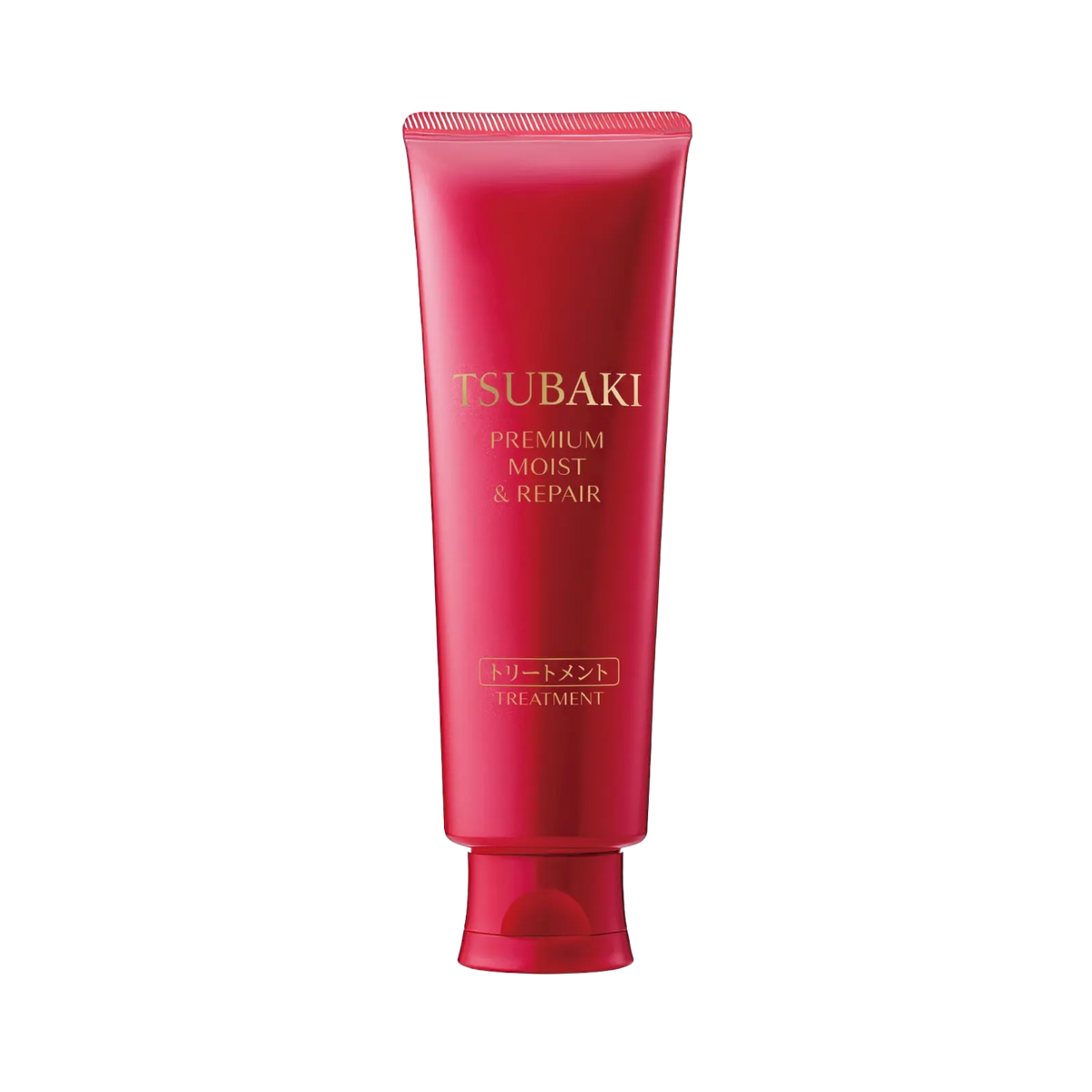 Shiseido Tsubaki Premium Moist & Repair Treatment 160g – rot-weiße Tube vor dunklem Grund