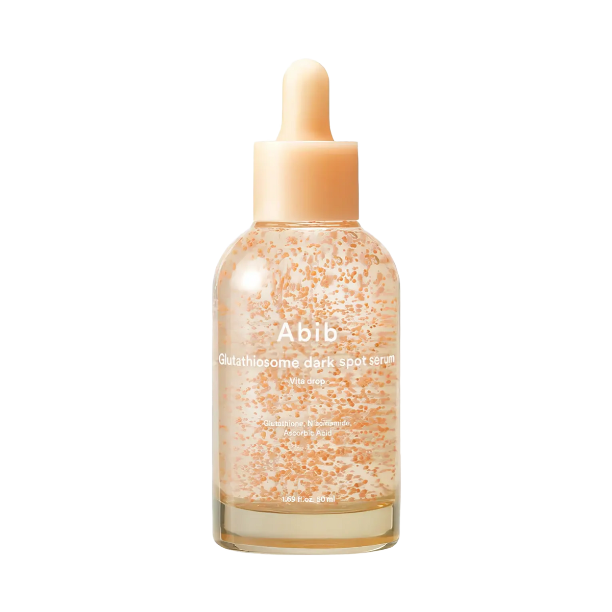 Abib Glutathiosome Dark Spot Serum Vita Drop 50ml – Glas-Pipettenflasche mit rosa-orangem Etikett und Pipettenverschluss