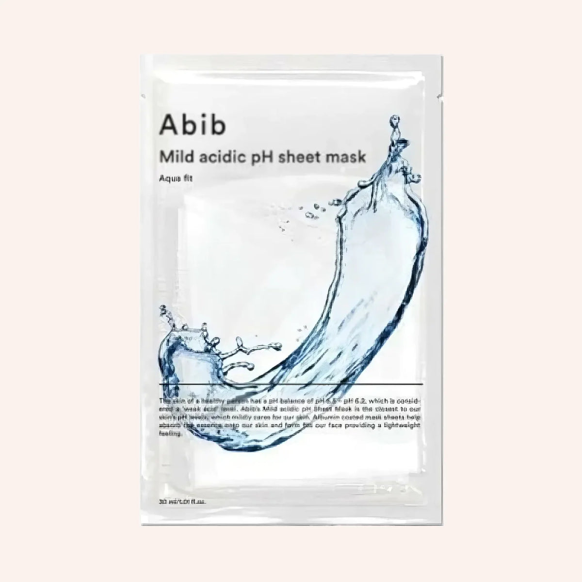 Abib Mild Acidic pH Sheet Mask Aqua Fit 30ml – Maskenbeutel mit Sichtfenster und Wassertropfen-Optik