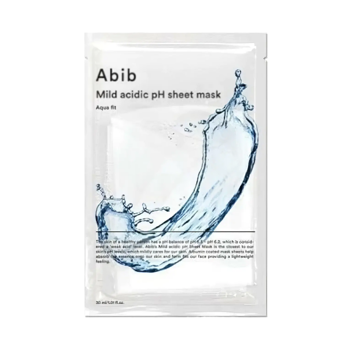 Abib Mild Acidic pH Sheet Mask Aqua Fit 30ml – Maskenbeutel mit Sichtfenster und Wassertropfen-Optik