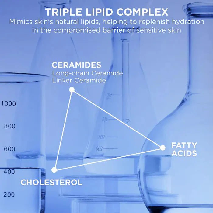 Aestura Atobarrier 365 Hydro Essence 200ml – Infografik mit Becherglas mit weißem Pulver vor blauem Farbverlauf