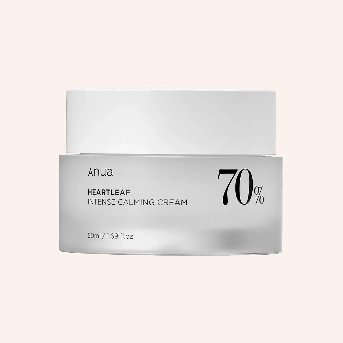 Anua Heartleaf 70% Intense Calming Cream 50ml – Tiegel mit Cremetextur vor schwarzem Grund