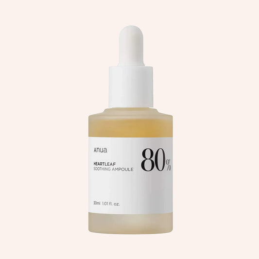 Anua Heartleaf 80% Soothing Ampoule 30ml – weiße Flasche mit Spender und dunklem Etikett
