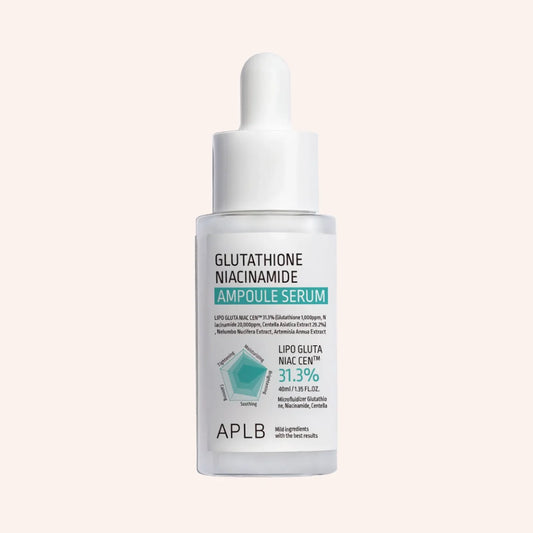 APLB Glutathione Niacinamide Ampoule Serum 40ml – weiße Flasche mit Pumpspender und verriegelbarer Kappe, freigestellt