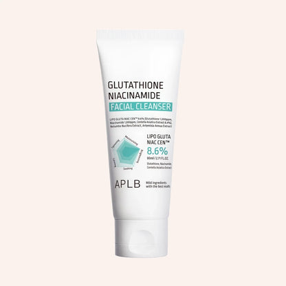 APLB Glutathione Niacinamide Facial Cleanser 80ml – weiße Tube mit blau-schwarzer Schrift