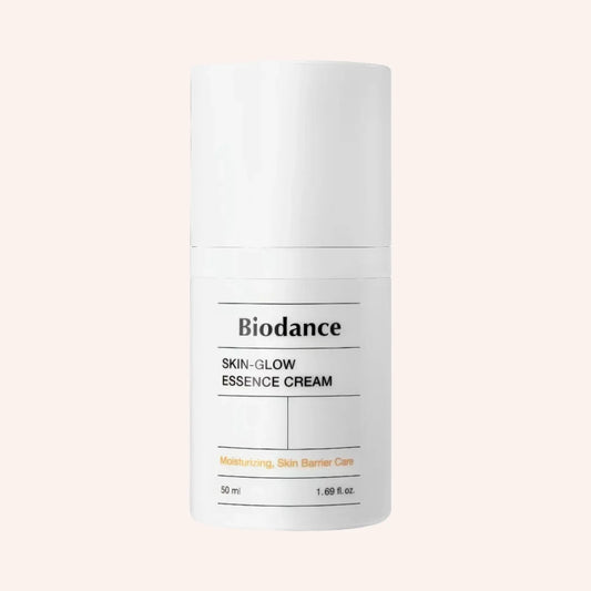 Biodance Skin-Glow Essence Cream 50ml – weiße Tube mit schwarz-gelbem Etikett auf Weiß