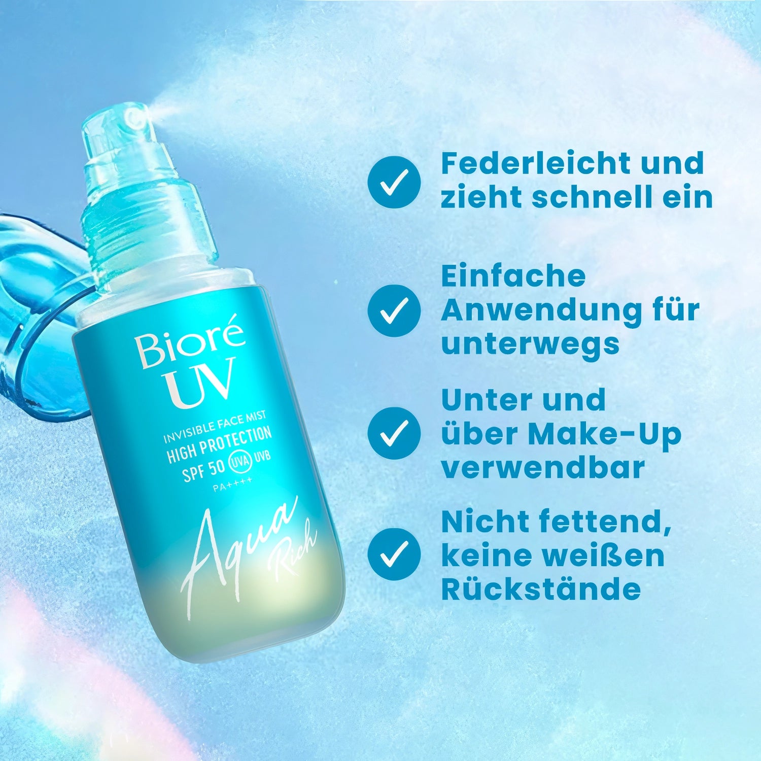 Biore - Aqua Rich Aqua Mist SPF50 PA++++ - 60ml-Wonder Skin