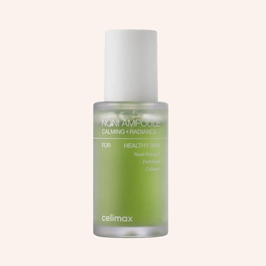 Celimax Noni Ampoule 30ml – klare Pipettenflasche mit blassgrünem Inhalt und grünem Etikett
