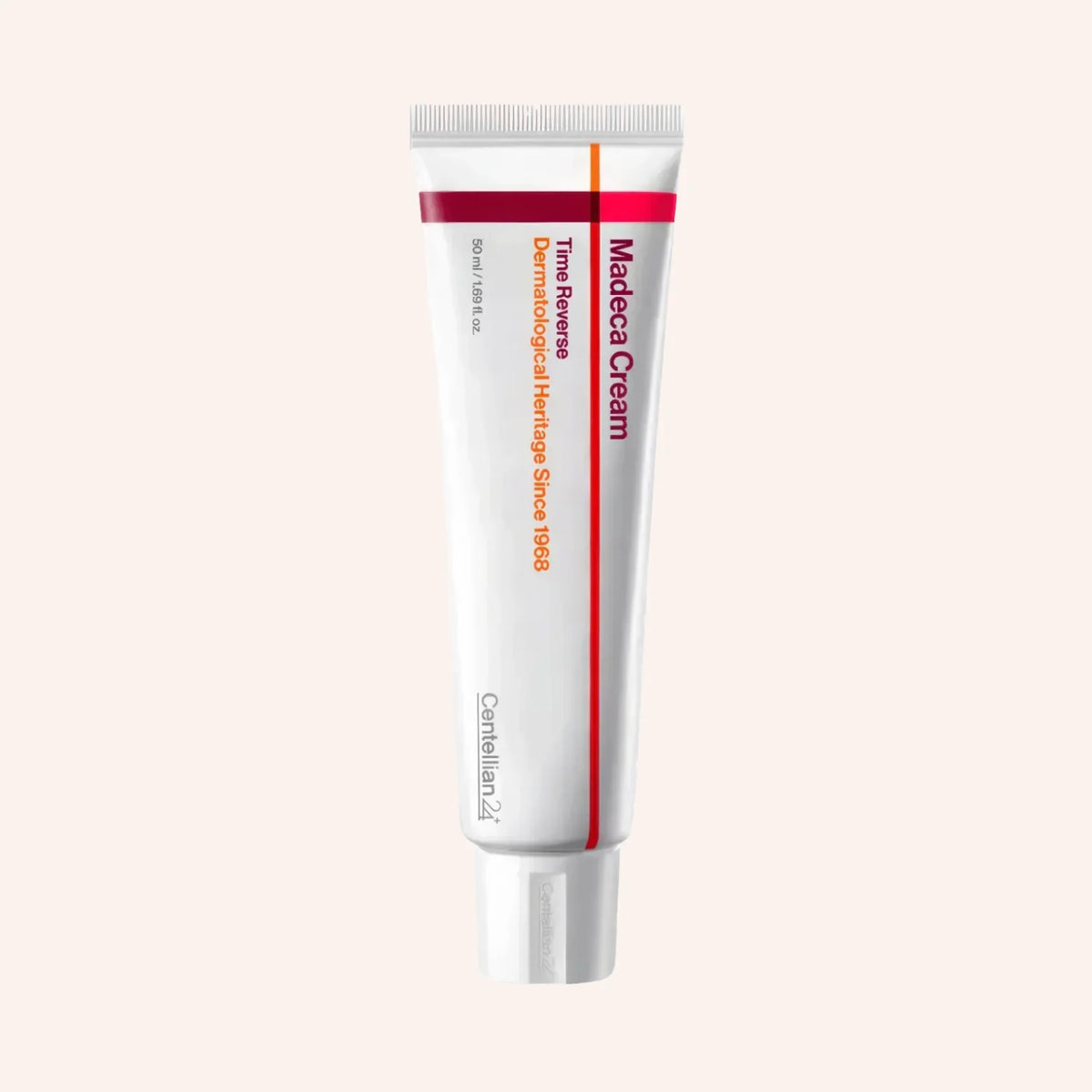 Centellian24 Madeca Cream Time Reverse 50ml – weiße Tube mit Rot vor schwarzem Hintergrund