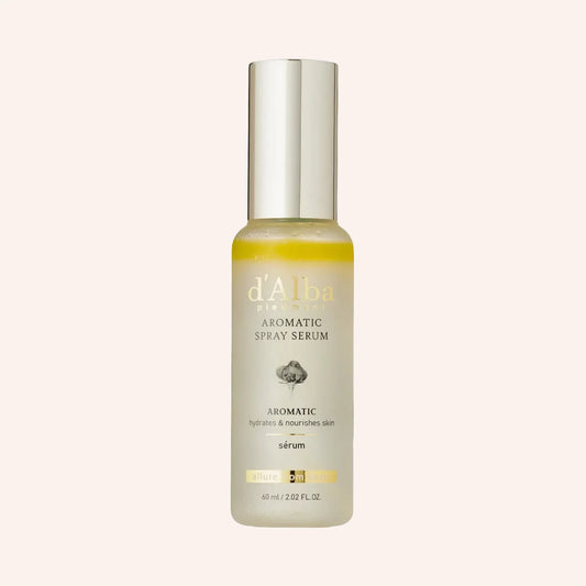 d'Alba White Truffle First Aromatic Spray Serum 60ml – Sprühflasche mit weißer Schrift frontal