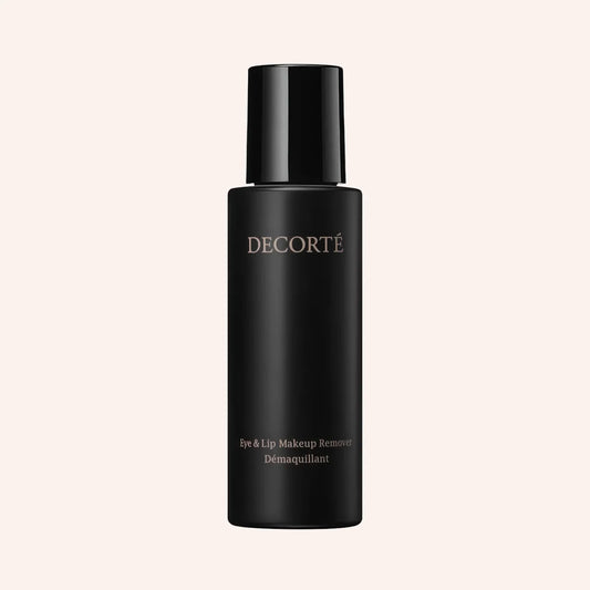 DECORTE Eye & Lip Makeup Remover 100ml – Dunkle, matte Flasche in zylindrischer Form