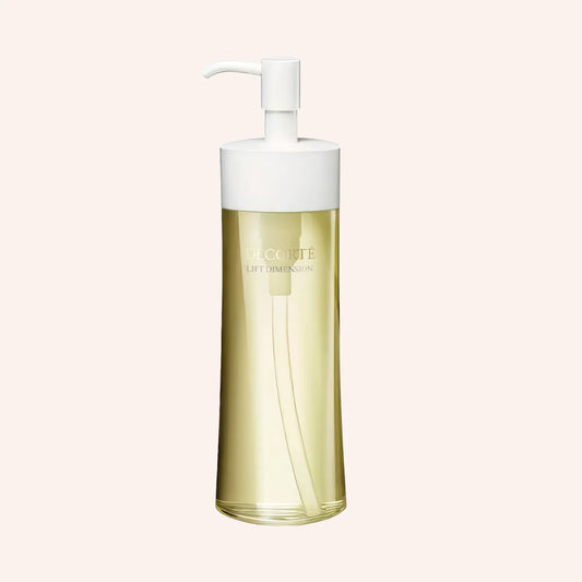 DECORTE Lift Dimension Smoothing Cleansing Oil 200ml – goldgelbe Pumpflasche auf schwarzem Grund