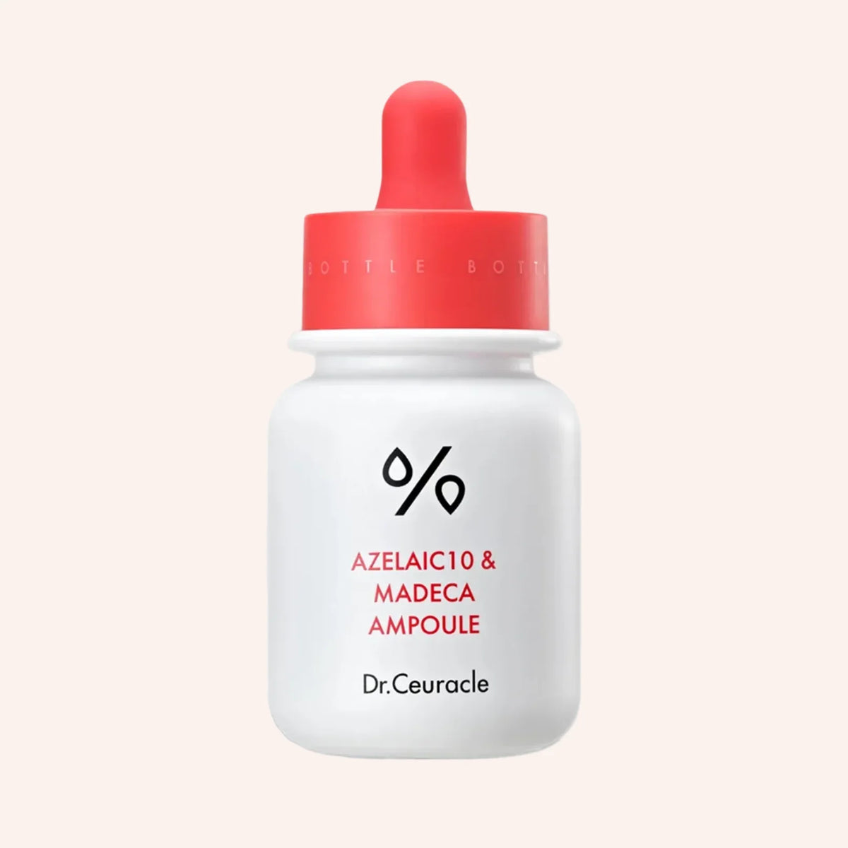 Dr. Ceuracle Azelaic 10 & Madeca Ampoule 30ml – kleine Klarglasflasche mit rotem Deckel