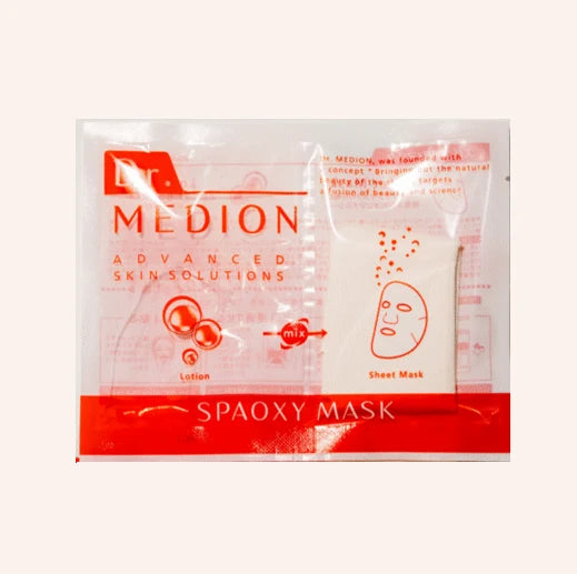 Dr. Medion Spaoxy Mask 1St. – kleine quadratische Maskenverpackung in Nahaufnahme