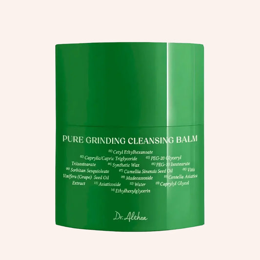 Dr. Althea Pure Grinding Cleansing Balm 50ml – grüne Tube mit weißer Schrift, kontrastreich vor schwarzem Hintergrund