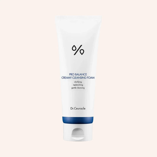 Dr. Ceuracle Pro Balance Creamy Deep Cleansing Foam 150ml – weiße Tube mit blauem Pflanzensymbol auf blauem Grund