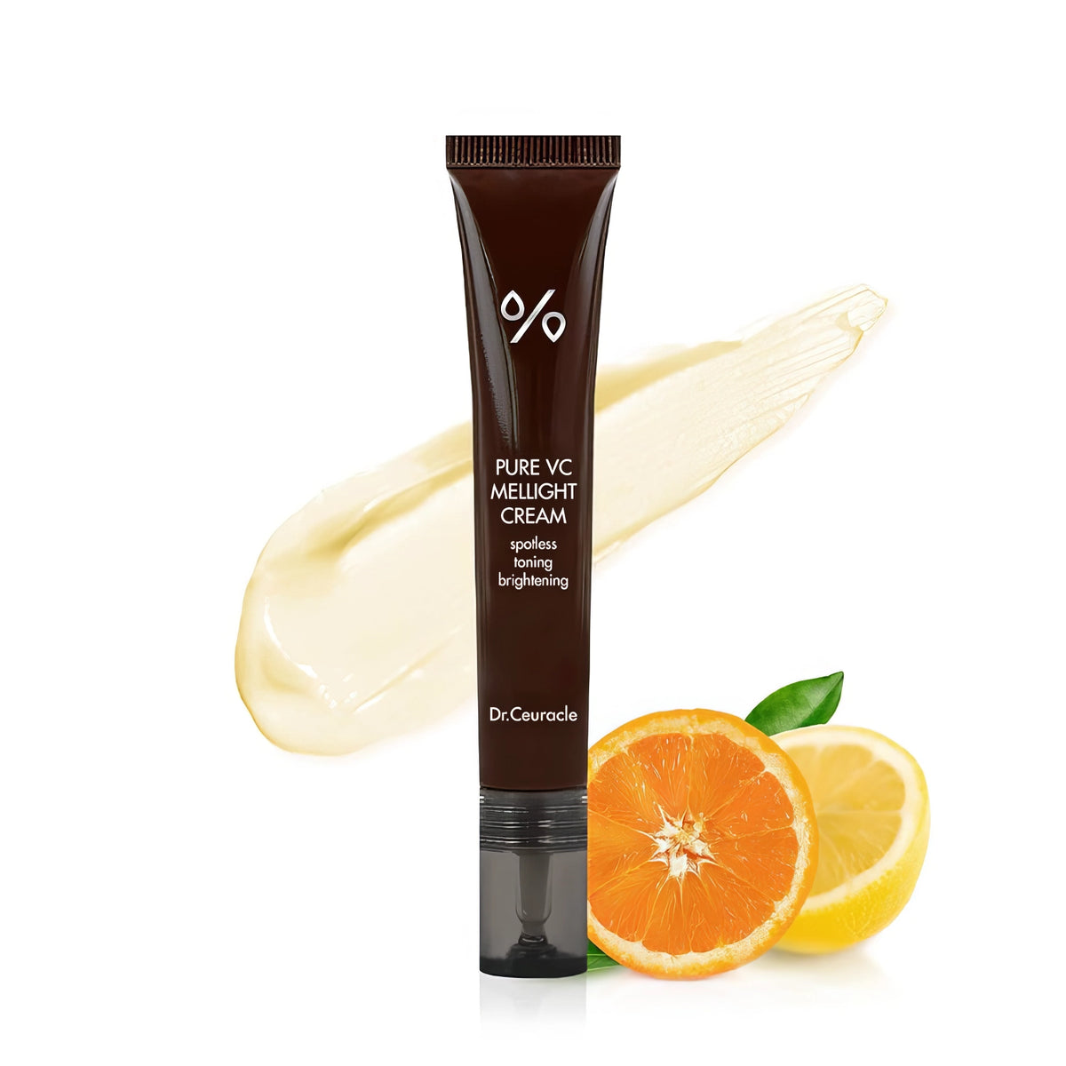 Dr. Ceuracle Pure VC Mellight Cream 20g – braune Tube vor unscharfem Hintergrund