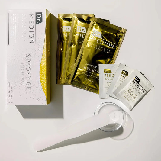 Dr. Medion Spaoxy Gel Bright Plus 6St. – Set-Inhalt mit transparenter Tube auf Weiß