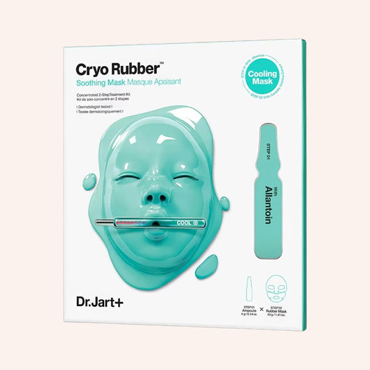 Dr.Jart+ Cryo Rubber with Soothing Allantoin 40g – grün-blaue Packung mit Maskenmotiv, blauer Grund