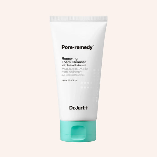 Dr.Jart+ Pore Remedy Renewing Foam Cleanser 150ml – weiße Tube mit dunklem Deckel, blauer Grund