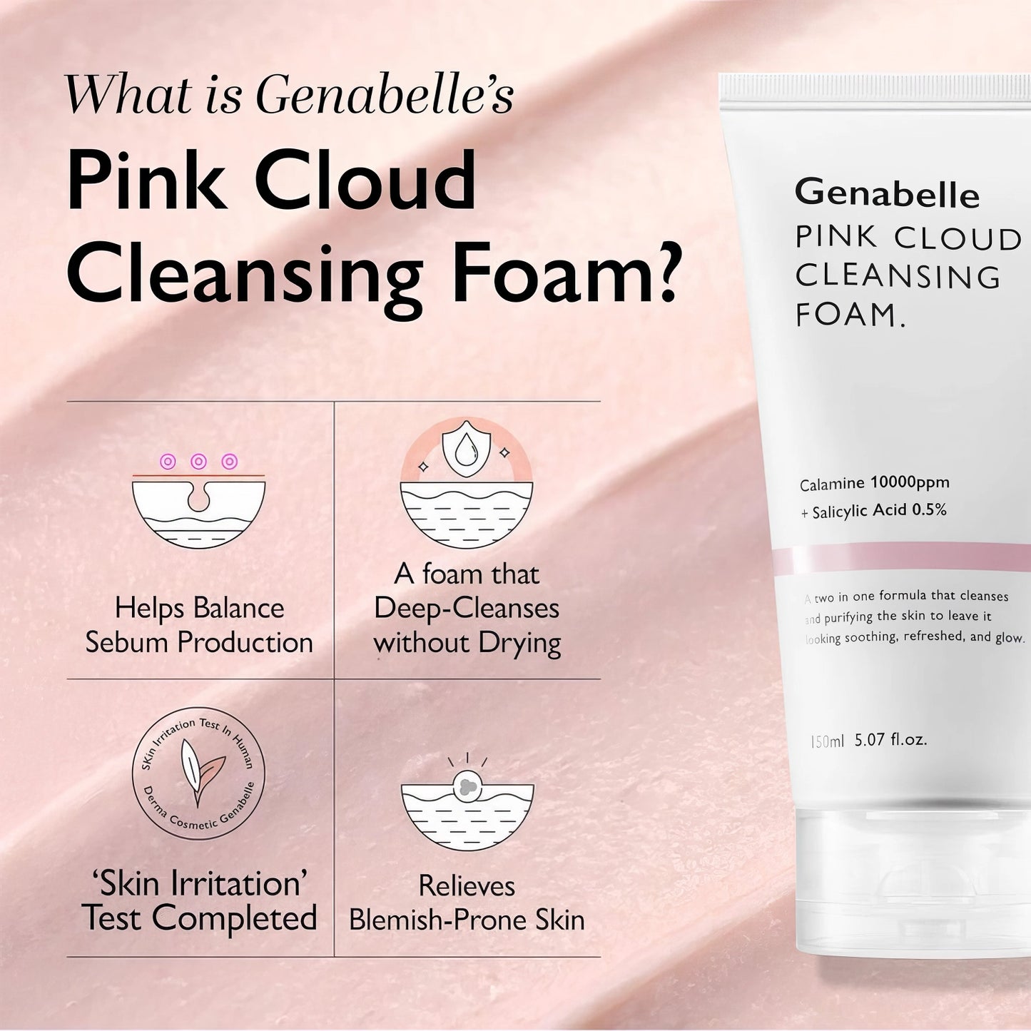 Genabelle - Pink Cloud Cleansing Foam - 150ml - MHD 06.2026-Wonder Skin
