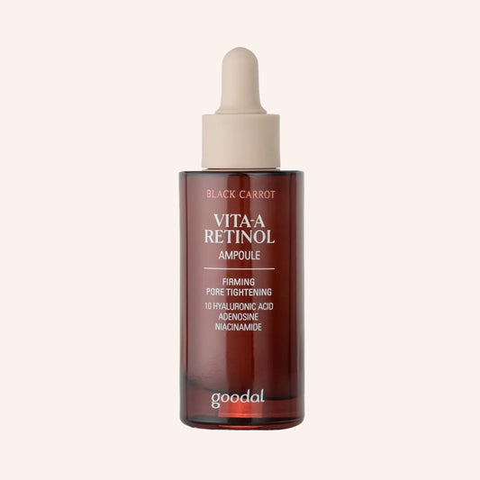 Goodal Black Carrot Vita-A Retinol Firming Ampoule 30ml – klare Pipettenflasche mit Etikett auf hellem Grund