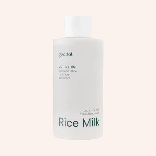 Goodal Vegan Rice Milk Moisturizing Toner 250ml – schlichte weiße Flasche mit dunkler Schrift, aufrecht auf hellem Grund