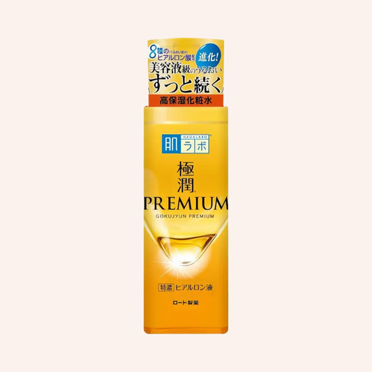Hada Labo Gokujyun Premium Hydrating Lotion 170ml – gelbe Flasche mit weißer Kappe, aufrecht und freigestellt