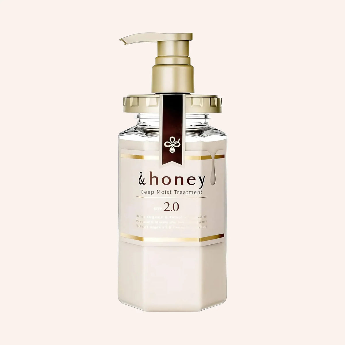 &honey Deep Moist Hair Treatment 2.0 445g – Weiße Flasche mit weißem Pumpkopf und dunkler Kappe, aufrecht stehend