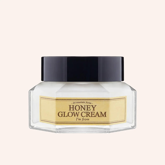 I'm From Honey Glow Cream 50g – goldgelber Tiegel vor schwarzem Hintergrund