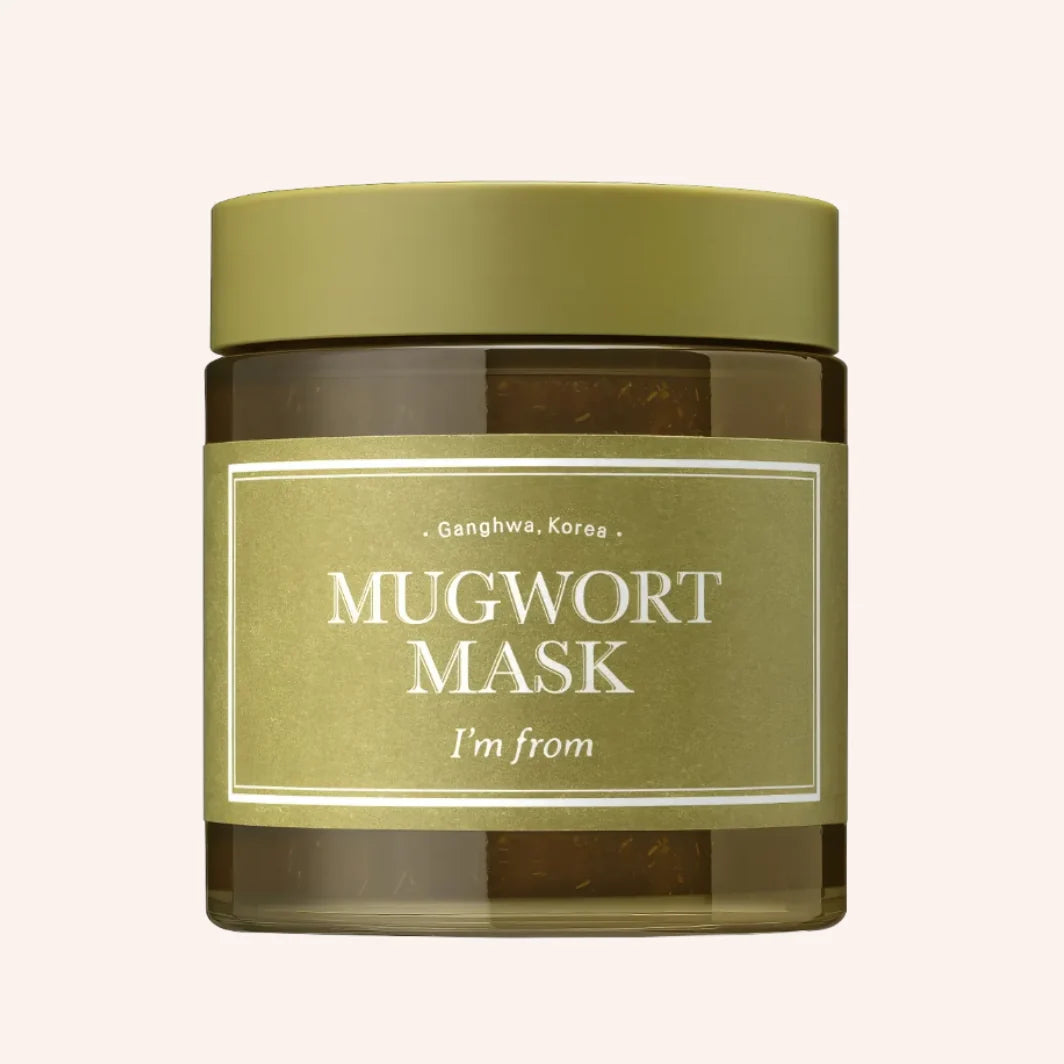 I'm From Mugwort Mask 110g – Tiegel mit Schriftzug auf dem Etikett, frontal und mittig vor hellem Grund gezeigt