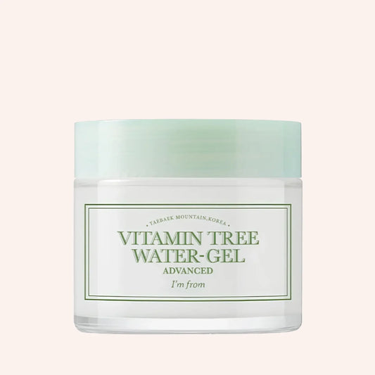 I'm From Vitamin Tree Water-Gel 75g – Tiegel mit grünem Etikett vor schwarzem Hintergrund