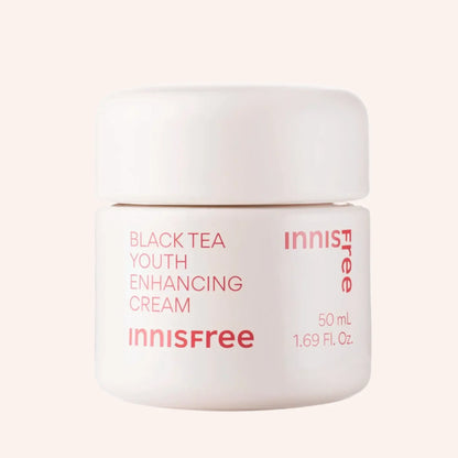 Innisfree Black Tea Youth Enhancing Cream 50ml – Tiegel mit rotbraunem Deckel auf weißem Grund