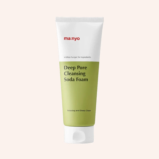 ma:nyo Deep Pore Cleansing Soda Foam 150 ml – weiße Tube mit grüner Kappe und Sichtstreifen