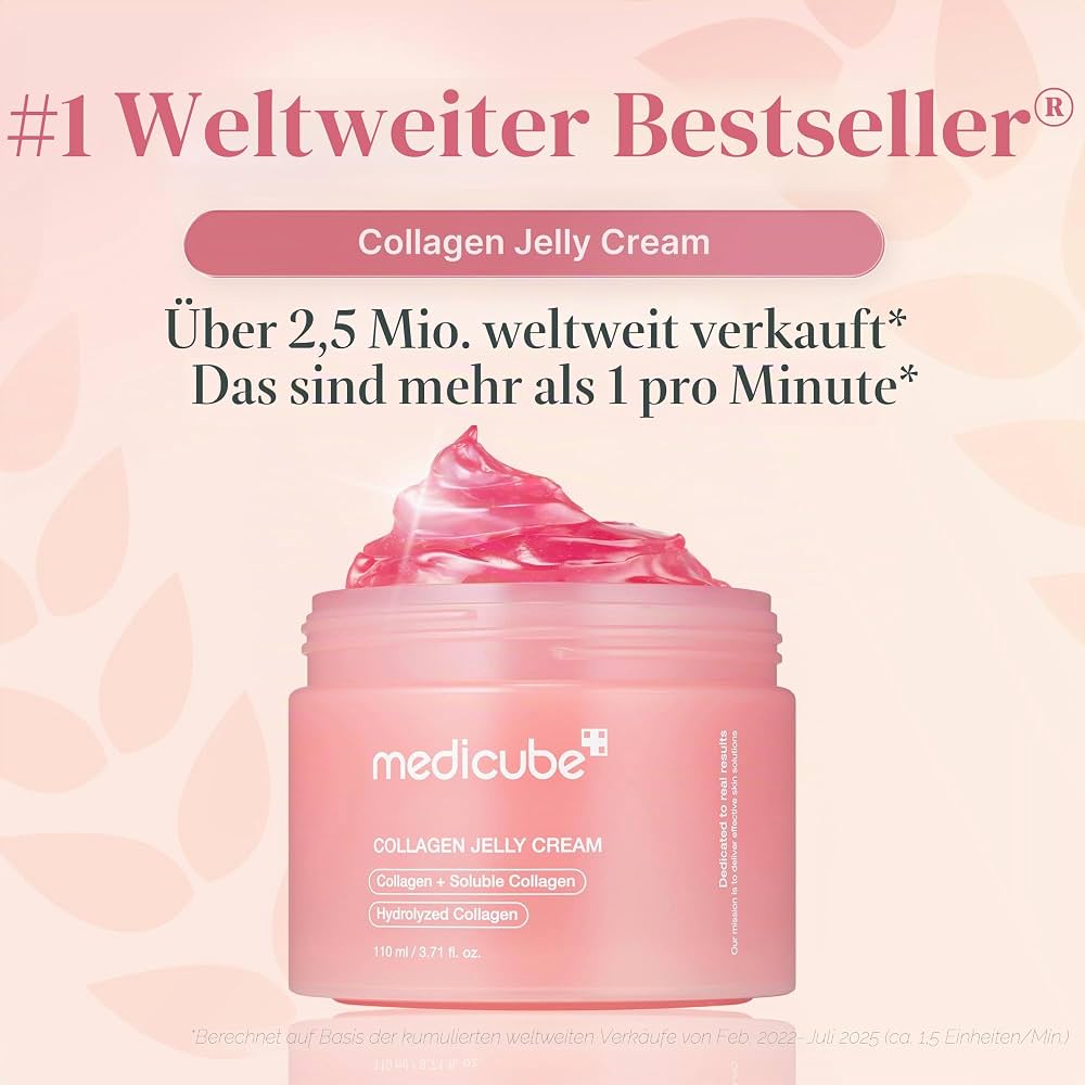 Medicube Collagen Jelly Cream 110ml – rosa Tiegel mit weißem Akzent auf weißem Grund