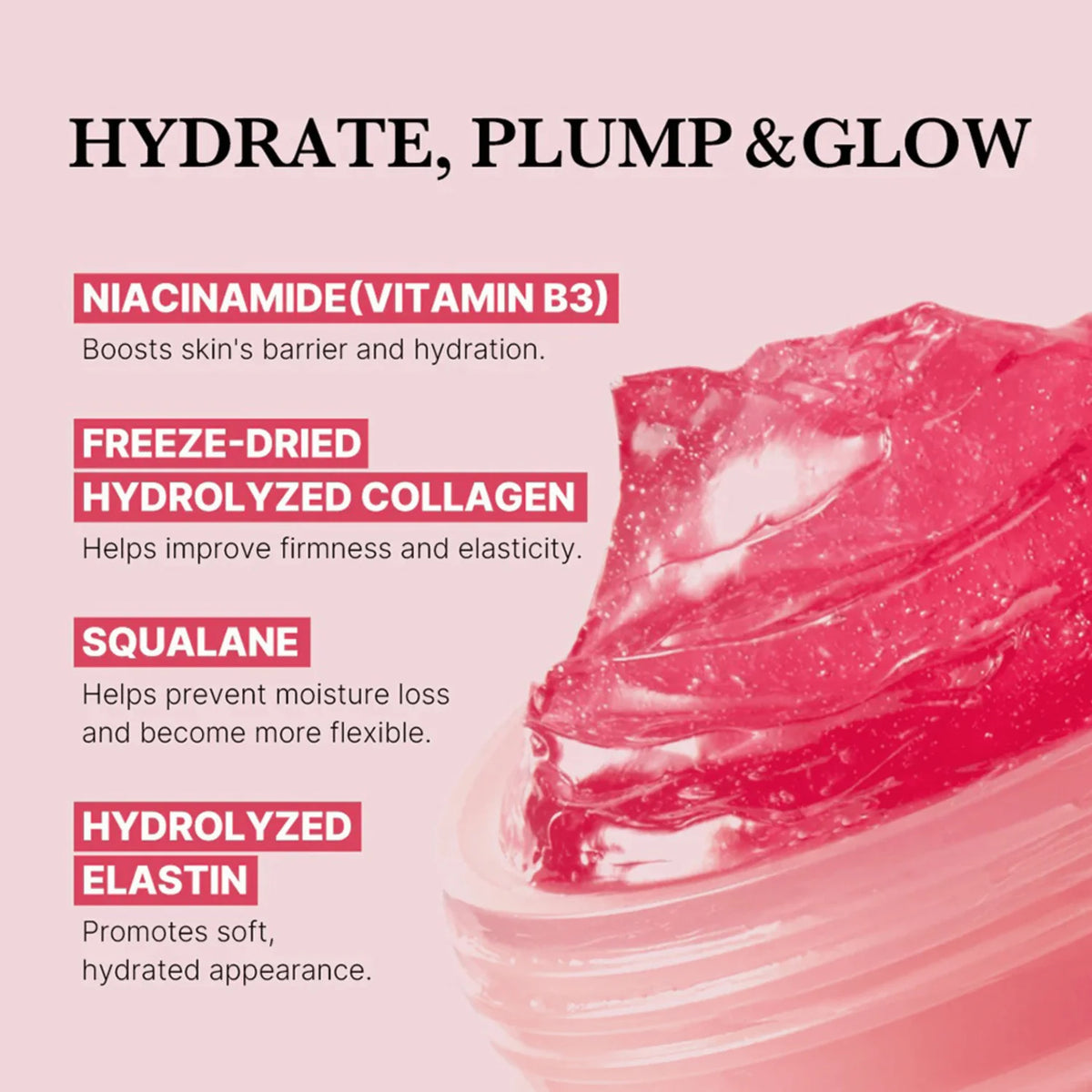 Medicube Collagen Jelly Cream 110ml – transparente Flasche mit rosa Inhalt vor rosa Hintergrund