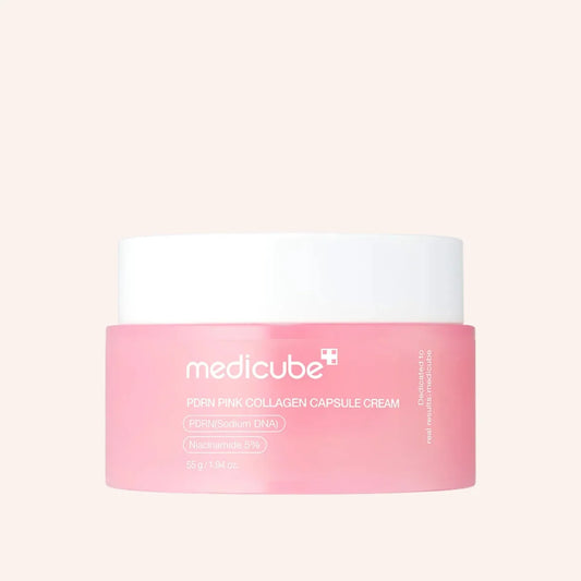 Medicube PDRN Pink Collagen Capsule Cream 55g – rosa Tiegel mit strukturiertem Etikett