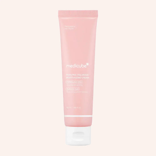 Medicube PDRN Pink Hyaluronic Moisturizing Cream 50ml – rosa-weiße Tube mit Spenderöffnung, aufrecht vor hellem Grund