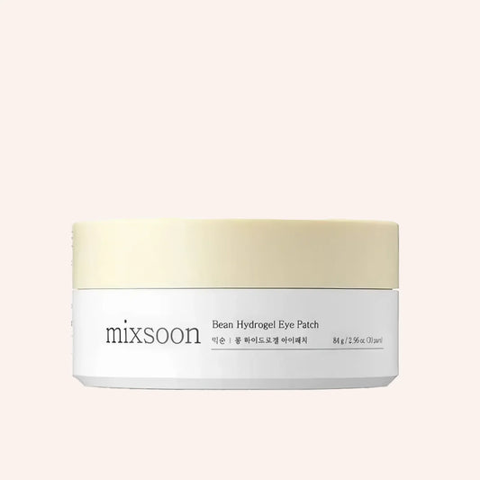 Mixsoon Bean Hydrogel Eye Patch 84g/60St. – schwarzer Tiegel vor schwarzem Hintergrund