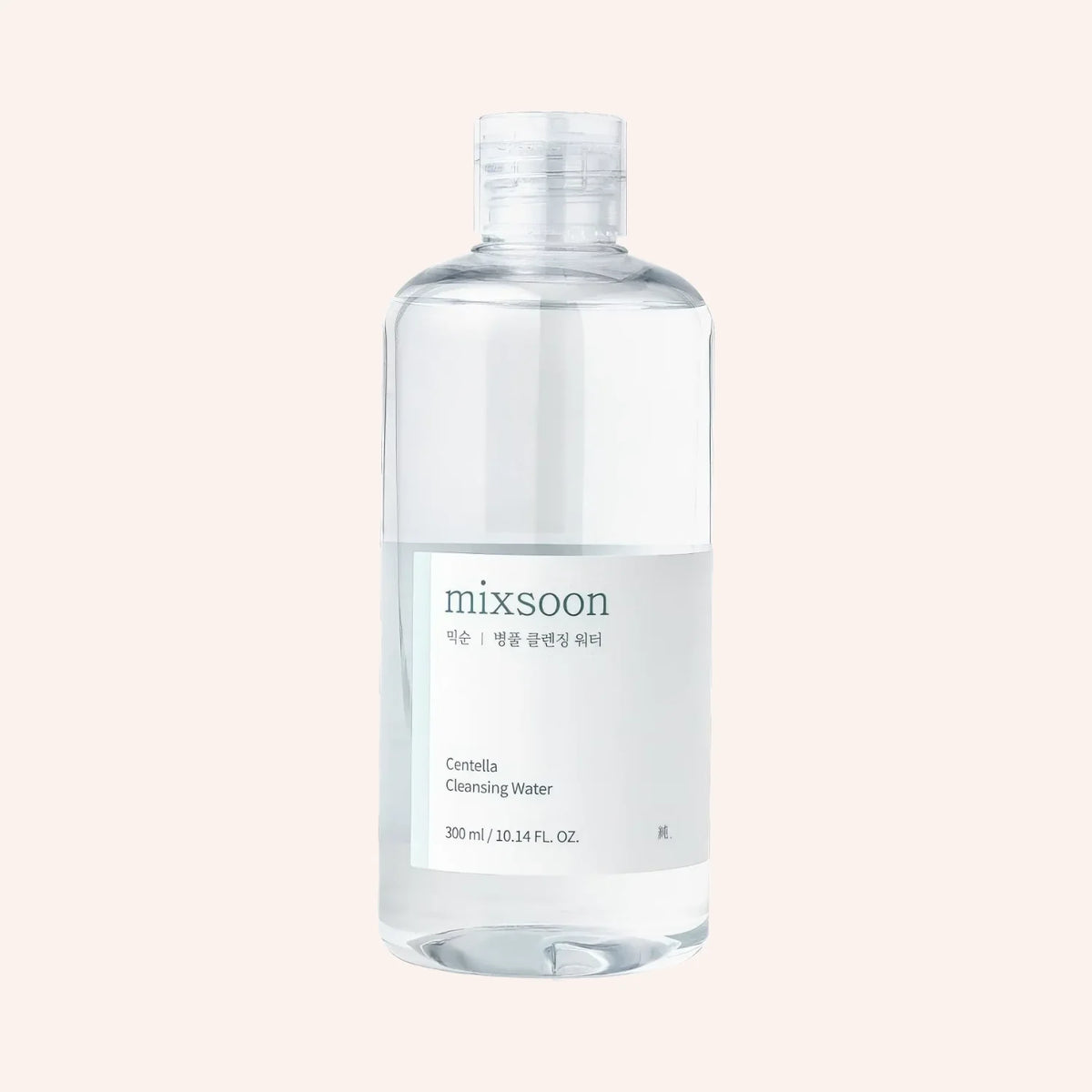 Mixsoon Centella Cleansing Water 300ml – klare Flasche vor dunklem Grund mit Wasser