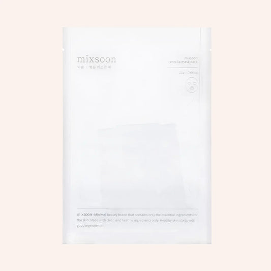 Mixsoon Centella Mask Pack 25g – flaches graues Sachet mit Gesichtsausschnitt, minimalistisch auf Weiß