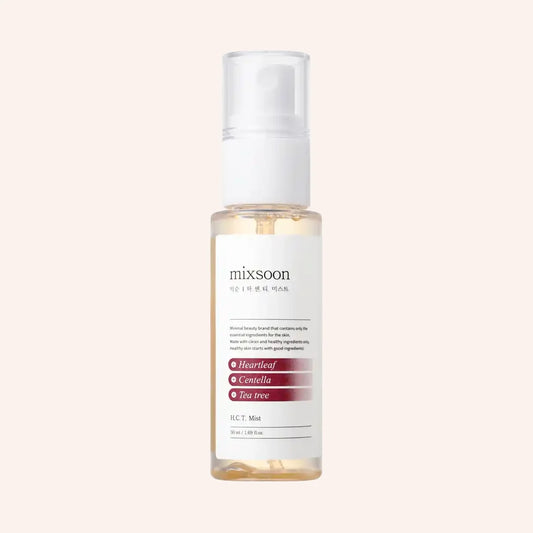 Mixsoon H.C.T Mist 50ml – Sprühflasche mit klarem Körper, weißer Kappe und weißem Pumpkopf, aufrecht stehend