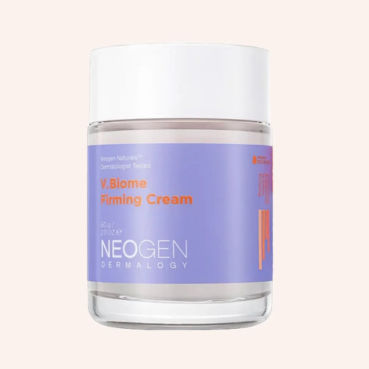 Neogen Dermalogy V.Biome Firming Cream 60g – Tube mit blauem Farbverlaufsetikett und weißer Kappe vor schwarzem Hintergrund