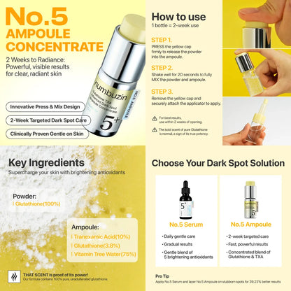 Numbuzin No.5 Glutathione TXA Advanced Dark Spot Ampoule Concentrate 10.7g