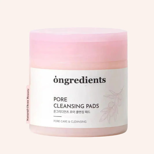 Ongredients Pore Cleansing Pads 60St. – Weißer Pad-Tiegel mit rosa Akzenten und silbern glänzendem Deckel