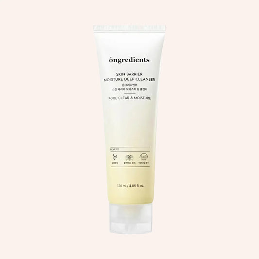 Ongredients Skin Barrier Moisture Deep Cleanser 120ml – Beige Tube mit weißem Deckel, aufrecht stehend
